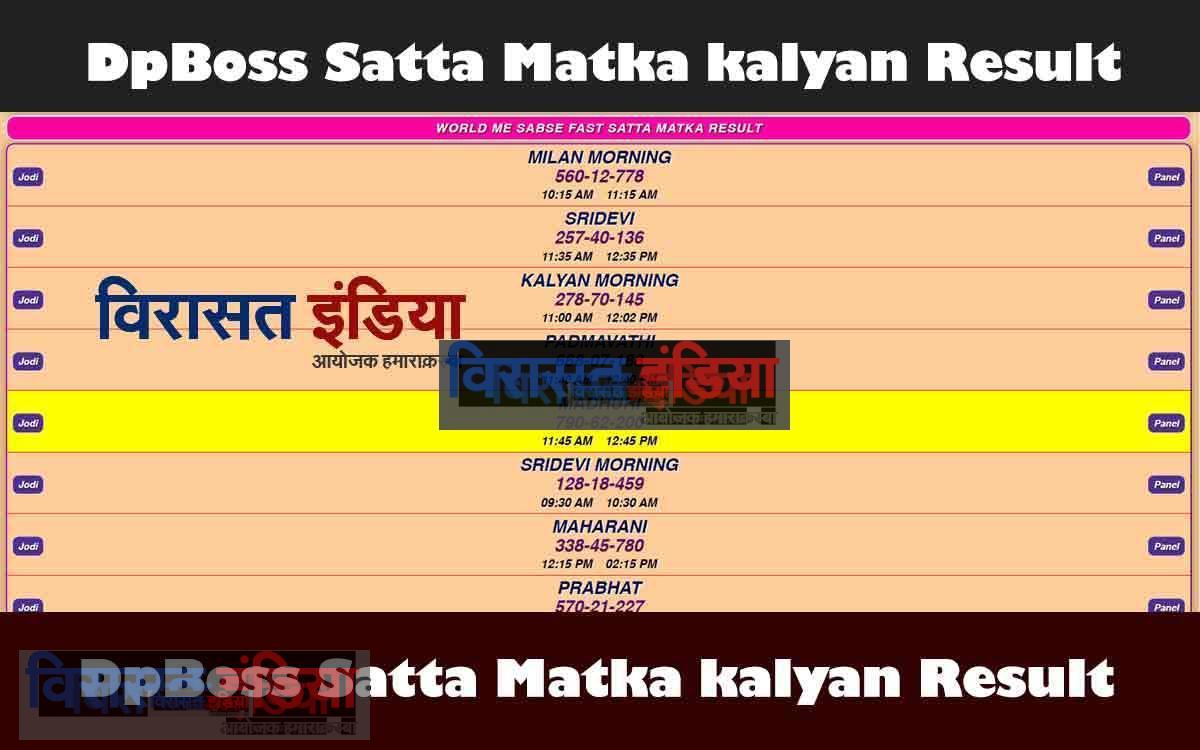 DpBoss Satta Matka kalyan Result एक झटके में लोग हो गए मालामाल